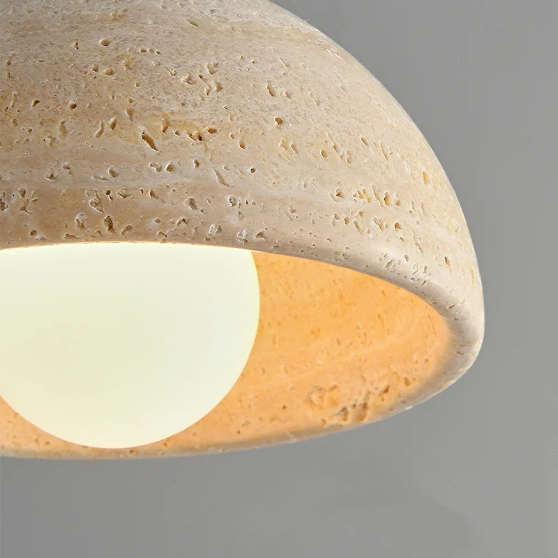 Japanese Style LED Pendant Lamp Balcony Bedroom Living Room Yellow Travertine Hanging Light Fixtures Luminaire Suspendu