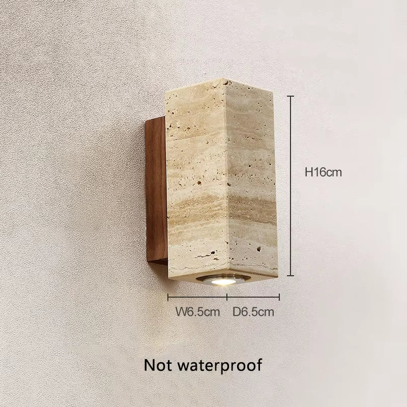 Yellow Travertine Stone Japanese Style Wabi-Sabi Wall Lights Bedroom Dinning Room Wall Lamp Designer Retro Outdoor Wall Sconces