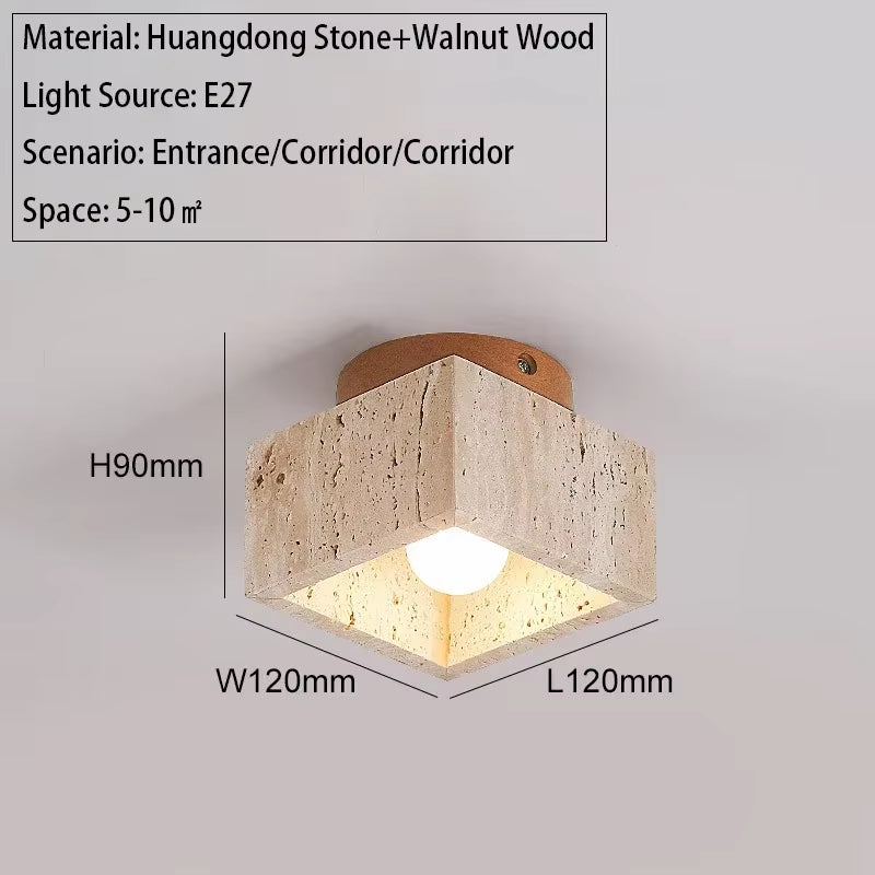 Wood Yellow Travertine Ceiling Mounted Lamp Hallway Aisel Stone Decoration Light Fixtures Corridor Home Indoor Outdoor Modern