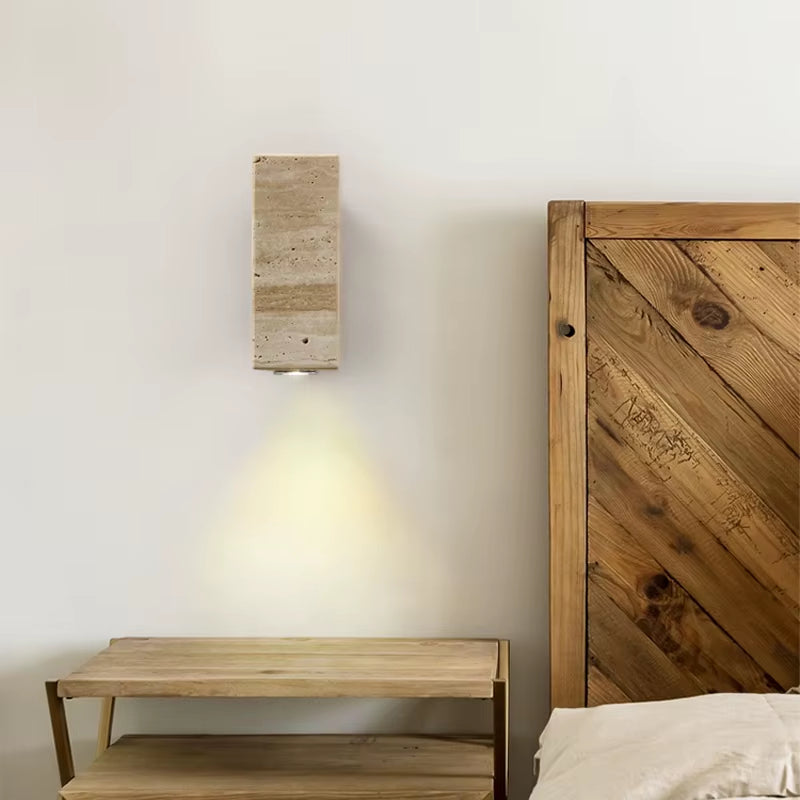 Yellow Travertine Stone Japanese Style Wabi-Sabi Wall Lights Bedroom Dinning Room Wall Lamp Designer Retro Outdoor Wall Sconces