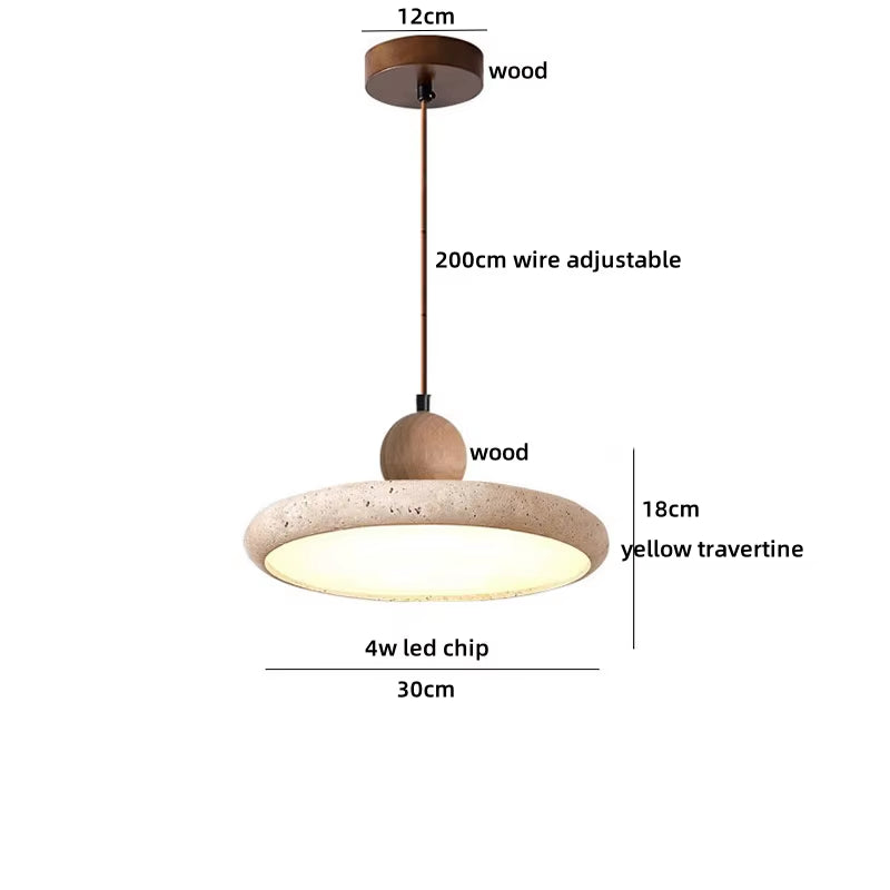 Cave Stone LED Pendant Lights Fixtures Hallway Bedroom Living Room Yellow Travertine Hanging Lamp Suspension Luminaire