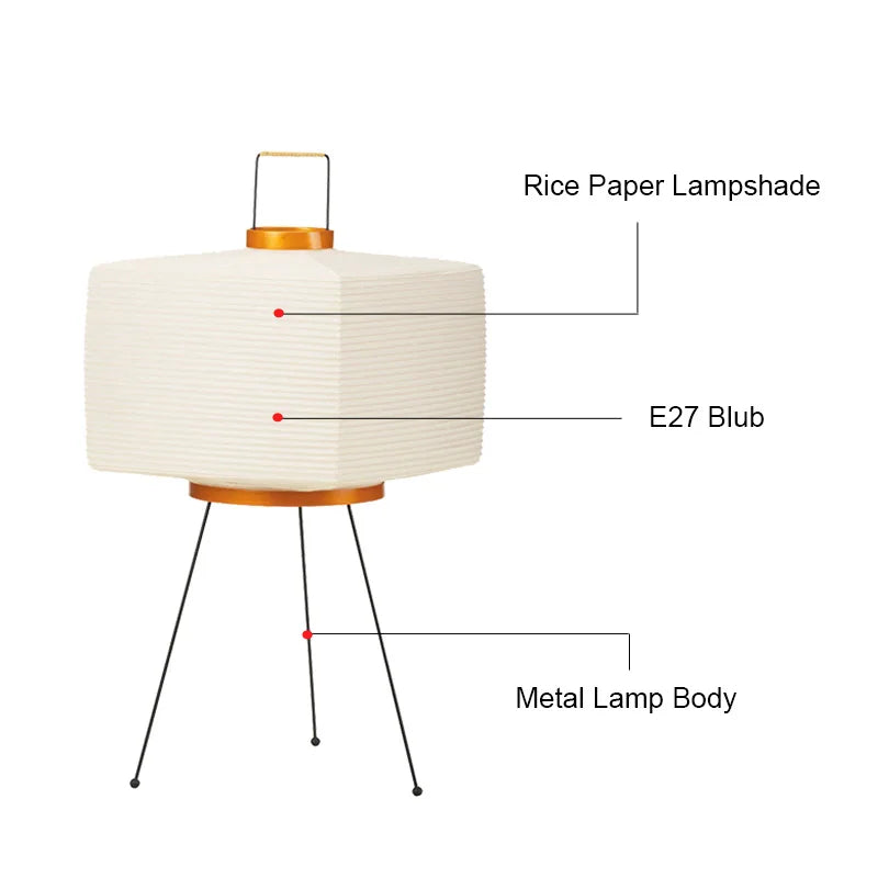 Japanese Creative Tripod Floor Lamp Designer Wabi-Sabi Style Bedroom Rice Paper Standing Lights Home Hotel Lighting Decoration