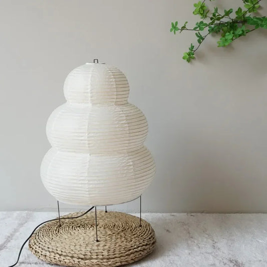 Japanese Minimalist Desk Lamp Rice Paper Desk Lamp Tripod Floor Lamp Study Attic for Bedroom Bedside Snowman Decorative