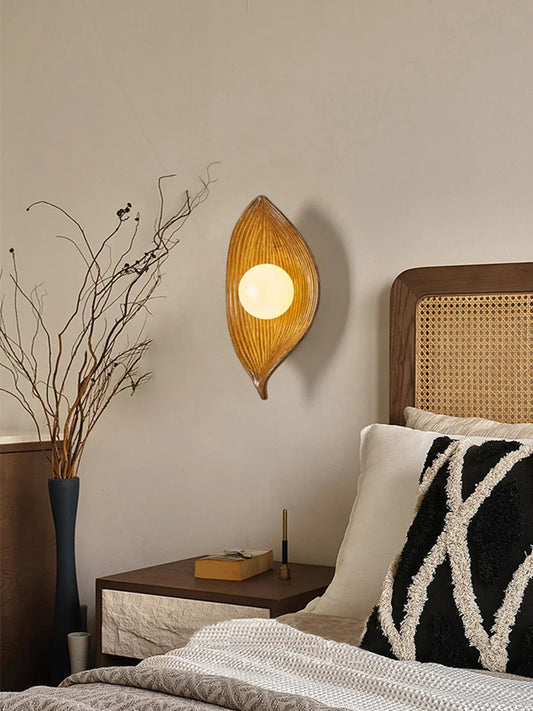 LED Wall Sconces Bedroom Living Room Corridor Porch Background Lamps Lighting Home Decor G4 Vintage Leaf Resin Wall Lamps