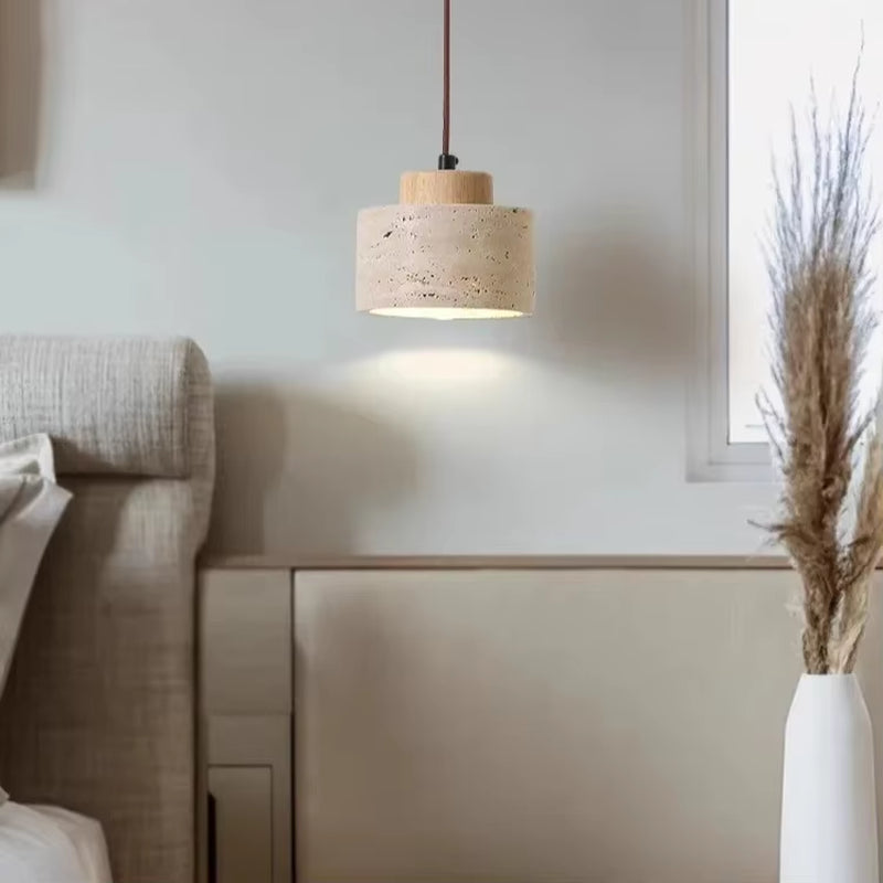 Led Pendant Lamp Yellow Cave Stone Chandelier Retro Bedroom Bedside Retro Nordic Restaurant Home Lighting Decoration