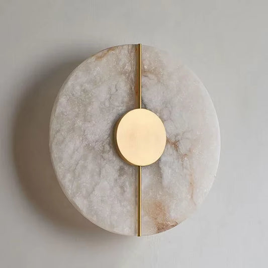 Modern Creative Marble Wall Lamp Alabaster Moon Living Room Gold Copper Home Indoor Decoration LED Sconce Bedroom Bedside Round