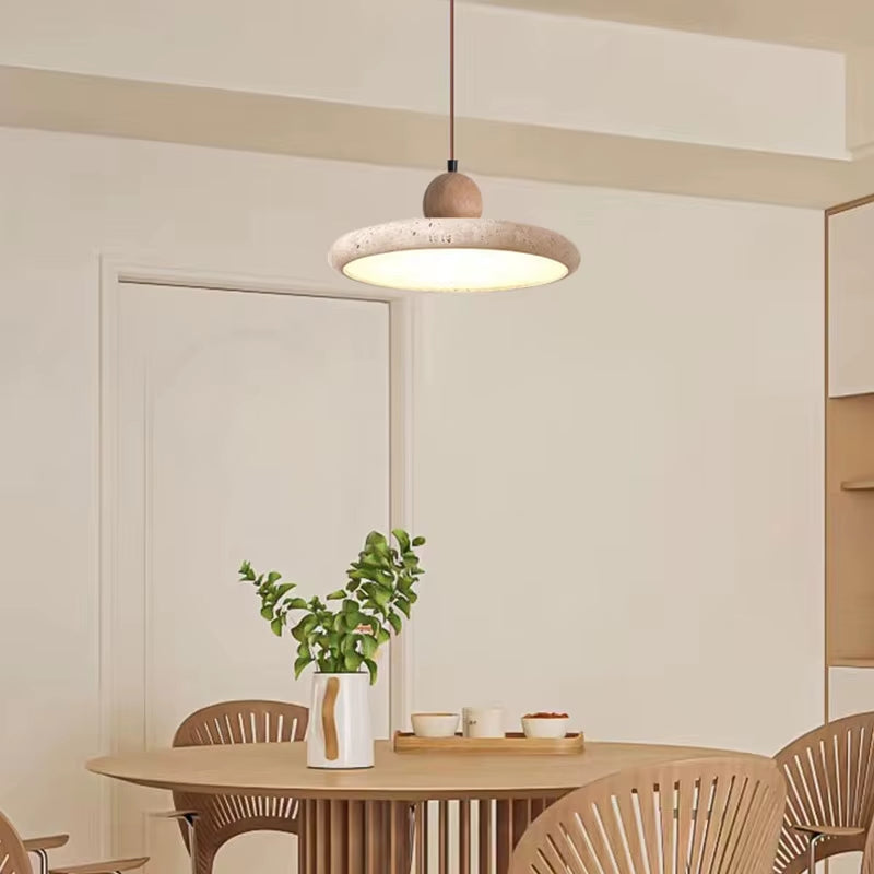 Cave Stone LED Pendant Lights Fixtures Hallway Bedroom Living Room Yellow Travertine Hanging Lamp Suspension Luminaire