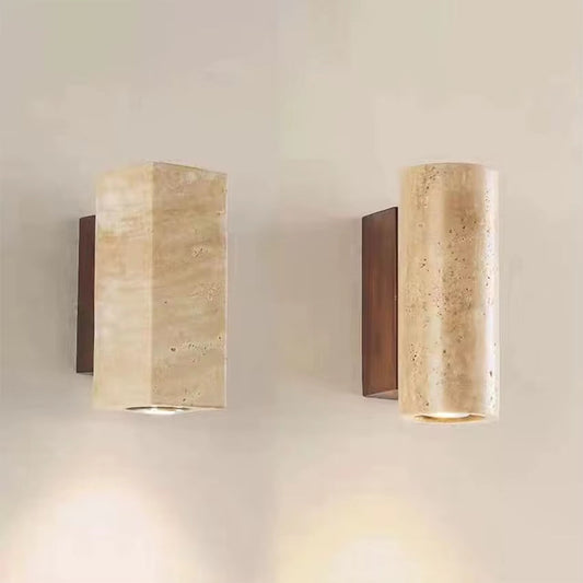 Yellow Travertine Stone Japanese Style Wabi-Sabi Wall Lights Bedroom Dinning Room Wall Lamp Designer Retro Outdoor Wall Sconces