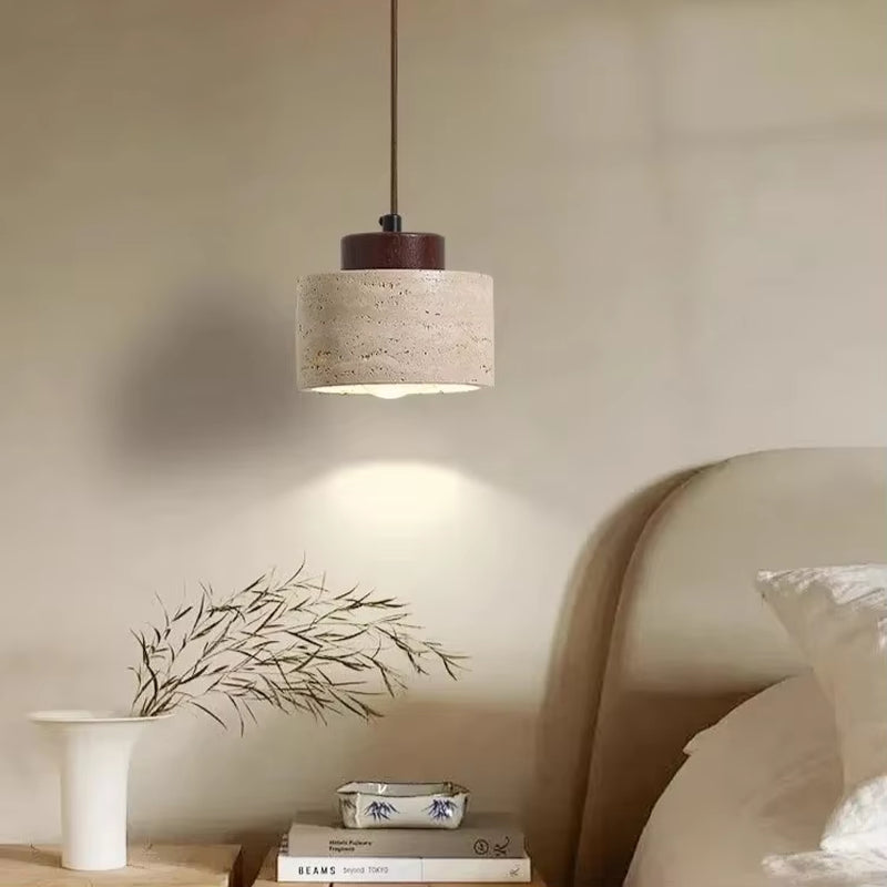 Led Pendant Lamp Yellow Cave Stone Chandelier Retro Bedroom Bedside Retro Nordic Restaurant Home Lighting Decoration
