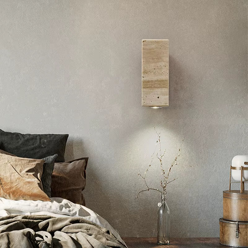 Yellow Travertine Stone Japanese Style Wabi-Sabi Wall Lights Bedroom Dinning Room Wall Lamp Designer Retro Outdoor Wall Sconces